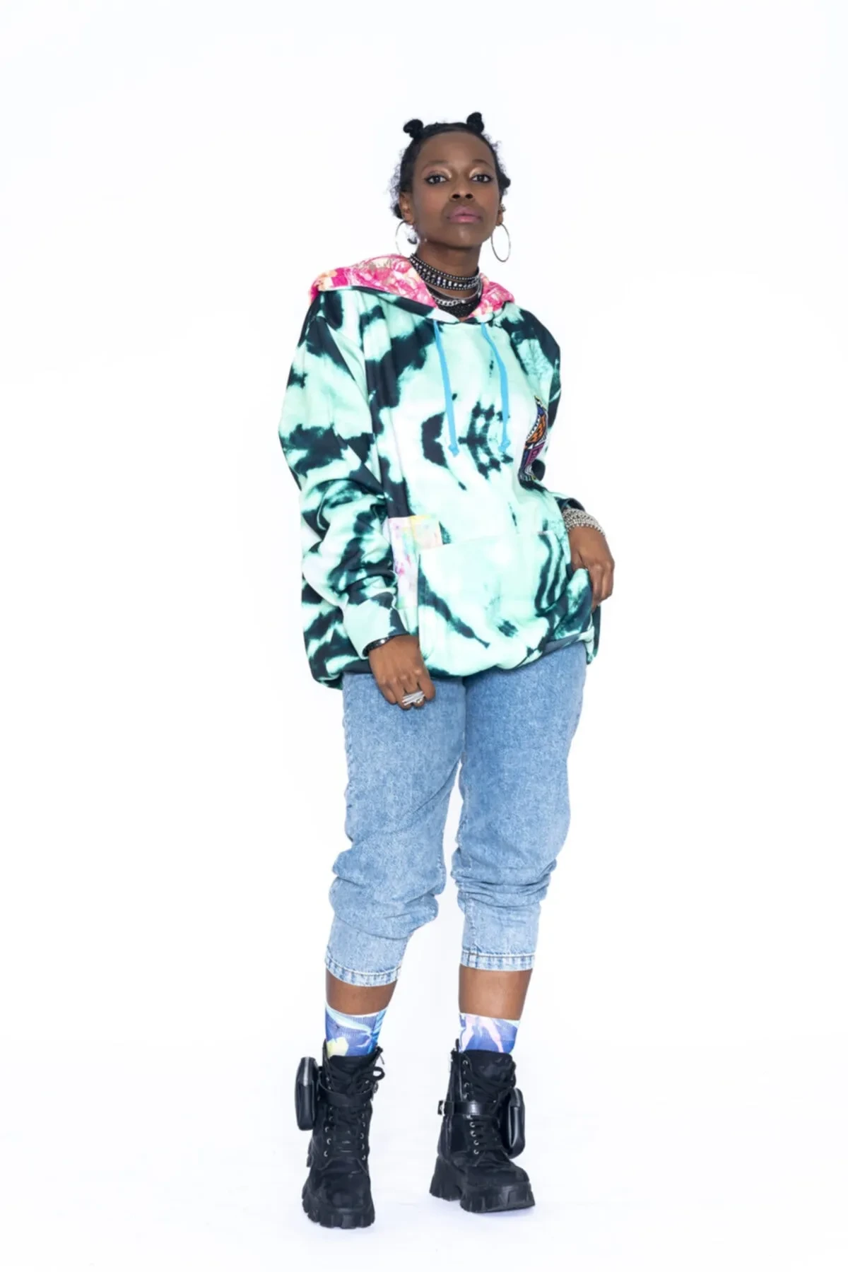  Yeşil Batik Oversize Kadın Sweatshirt