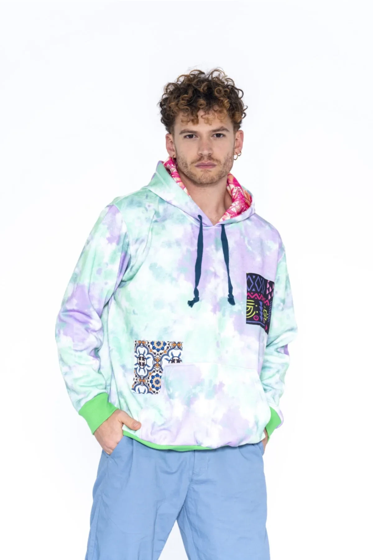 Mor,yeşil Batik Oversize Sweatshirt Unisex