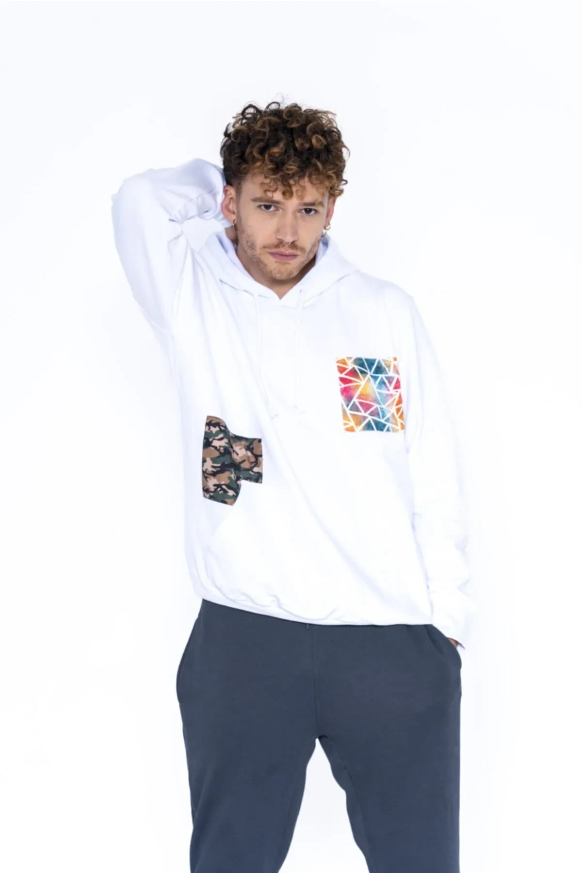  Beyaz Renk Oversize Erkek Sweatshirt